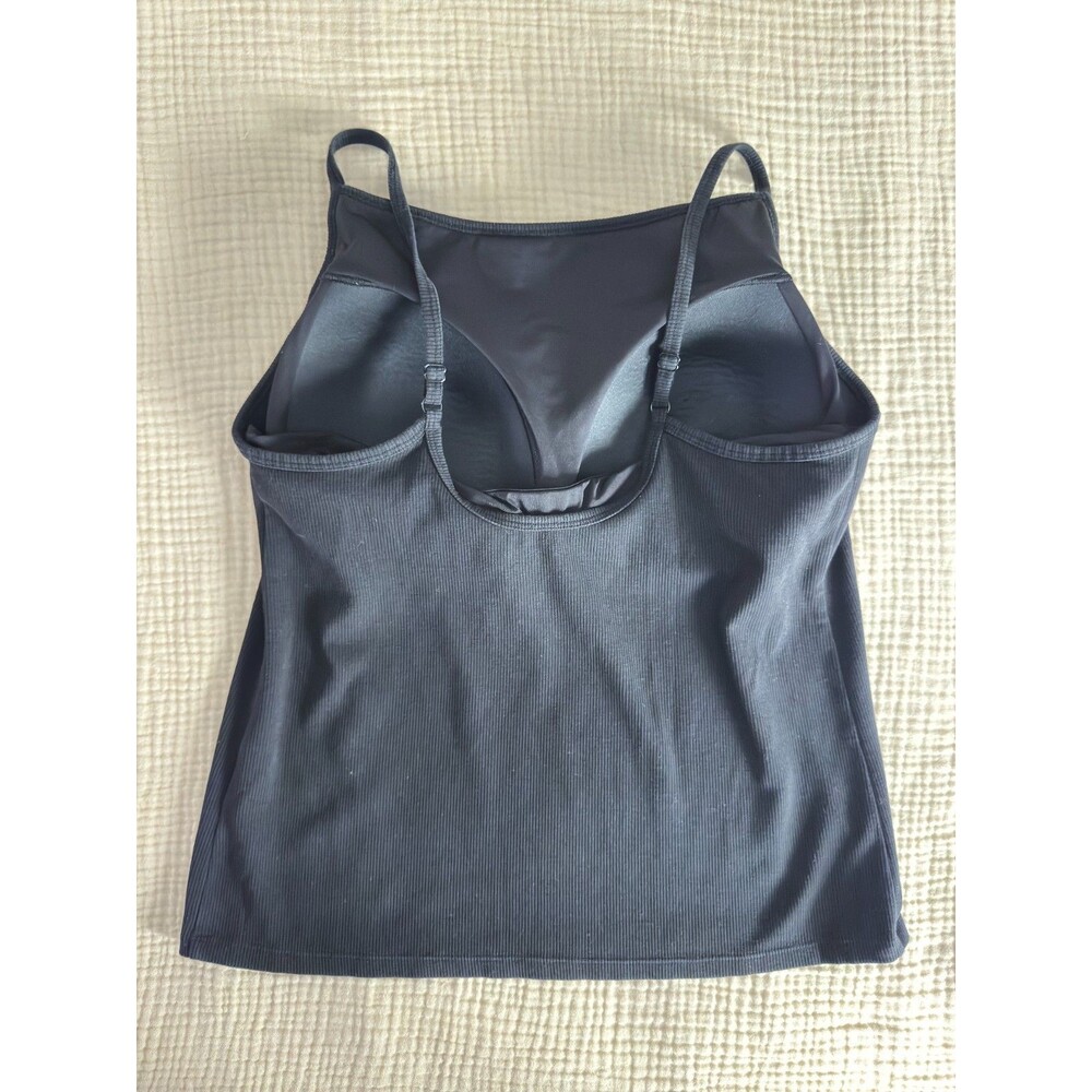 UNIQLO Airism Black Ribbed Tank with Built-in Shelf Bra Womens Size XL - Picture 2 of 3